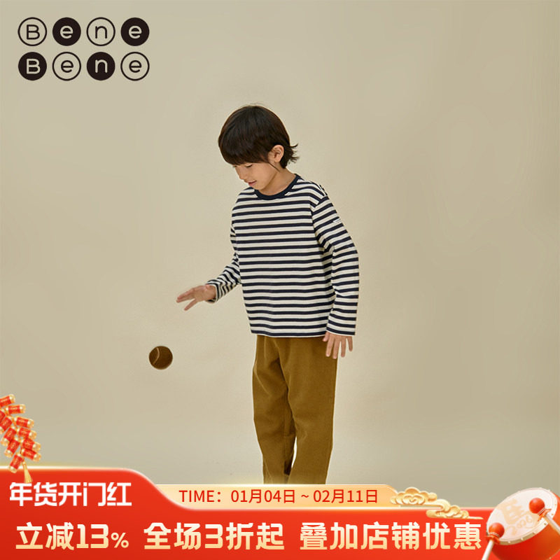 benebene韩国童装秋冬新款男女童婴儿宝宝灯芯绒松紧带收腿裤子
