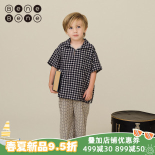 子薄 宽松舒适透气男女童阔腿裤 benebene纯棉印花休闲长裤 春夏新款