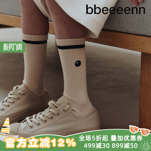 休闲袜 男女童logo高筒袜基础款 bbeeeenn棉弹竖纹小腿袜子夏季 新款