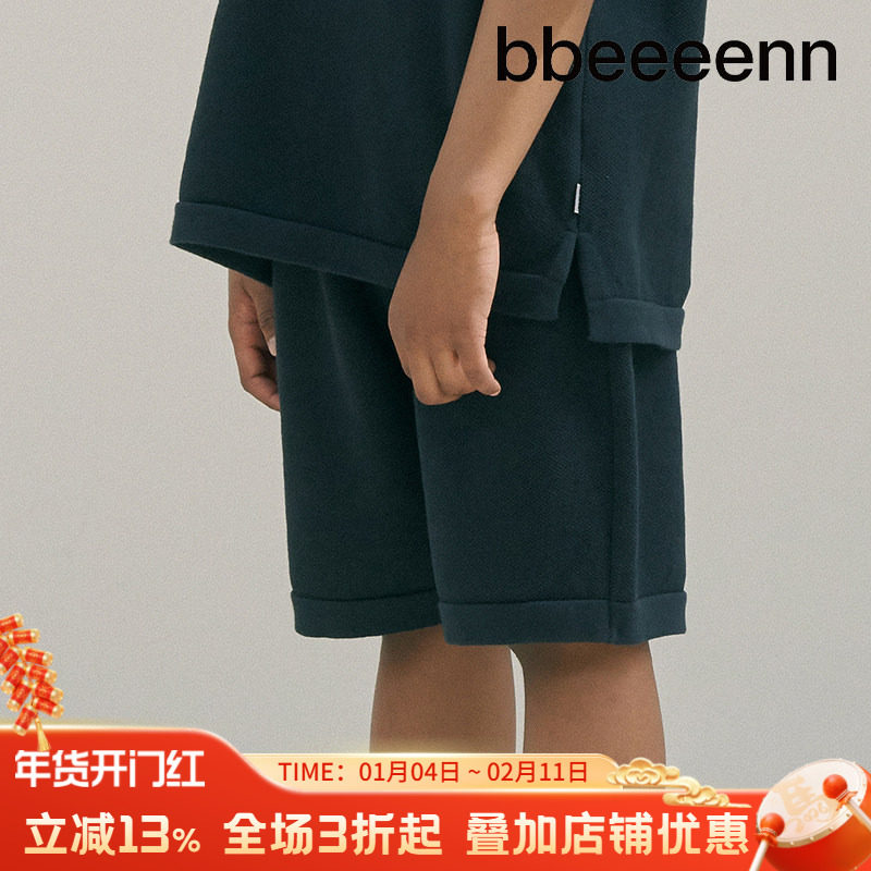 bbeeeenn儿童夏季纯棉透气短裤男女中大童同款珠地棉运动风五分裤