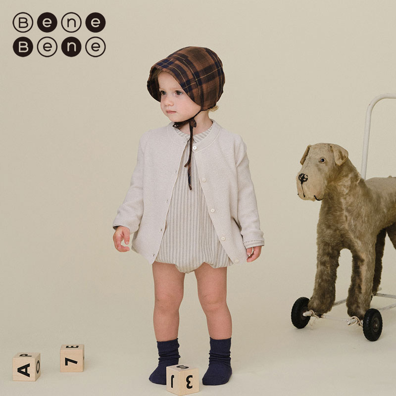 benebene纯棉长袖针织开衫春夏新薄款男女儿童婴儿外套外搭上衣