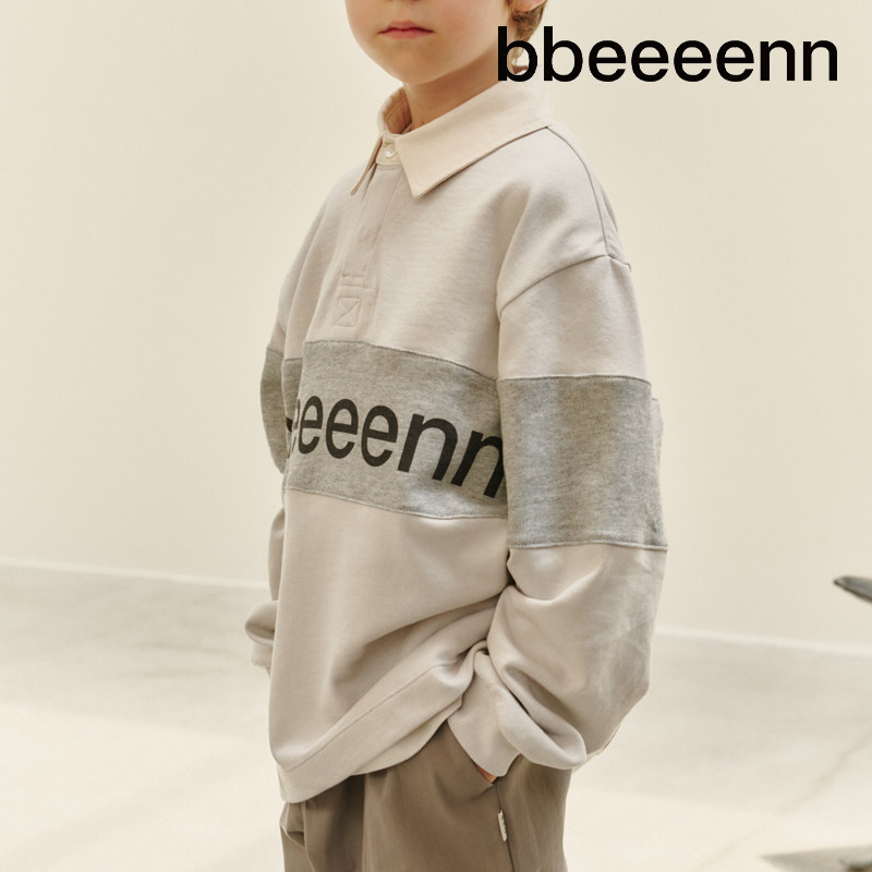 bbeeeenn纯棉宽松时尚拼接衬衫秋冬儿童长袖衬衣男女宝宝翻领卫衣