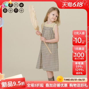 benebene棉麻针织无袖T恤春夏新款女童婴儿背心微宽松公主风上衣