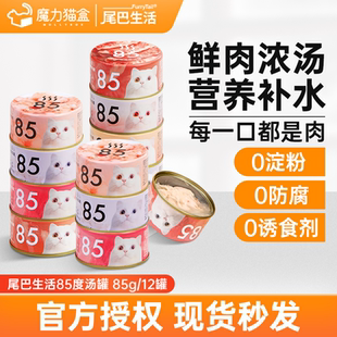 尾巴生活85度猫罐头猫咪零食罐白肉鱼肉浓汤罐成幼猫补充营养补水