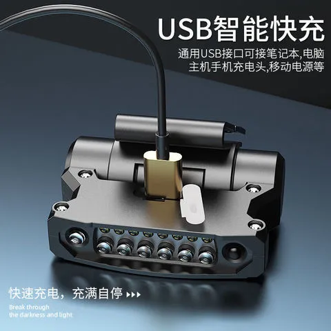 防水上饵灯头灯感应头戴式超亮夜钓鱼强光夹帽灯充电LED帽檐