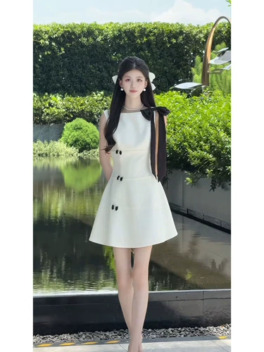 Платье с рукавами с бантиком без рукавов, летняя юбка, подарок на день рождения, А-силуэт