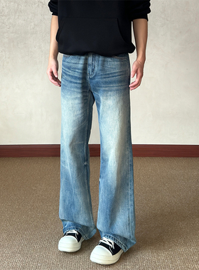 布老哥Blog美式复古水洗猫须直筒牛仔裤cleanfit百搭通勤长裤K817