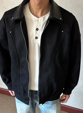 布老哥Blog美式复古解构撞钉cleanfit夹克设计感双层翻领外套W640