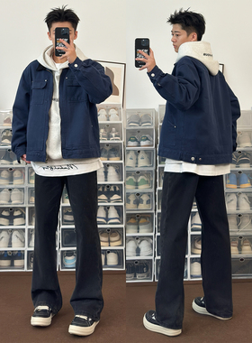 布老哥Blog 日系复古纯色工装夹克上衣春秋新款情侣外套个性W899