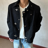 布老哥Blog高智风cleanfit刺绣立领夹克设计感短宽显高外套W655