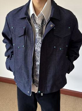 布老哥Blog静奢高智风绿松石外套短宽显高肌理感