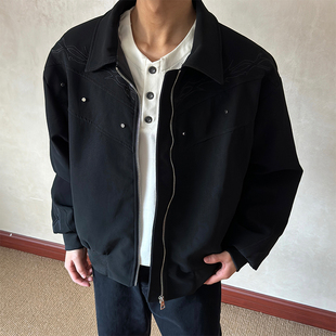 布老哥Blog美式复古解构荆棘刺绣皮衣夹克cleanfit短宽外套W648