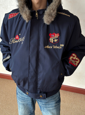 布老哥Blog美式复古勋章刺绣座山雕棉服保暖