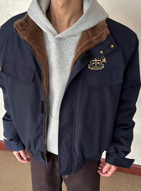 布老哥Blog美式复古勋章刺绣棉服bomber冬季短宽显高保暖棉衣W629