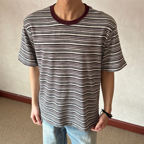 布老哥Blog细条纹拼色短袖D240