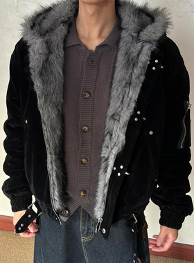 布老哥Blog冬季加厚飞机扣座山雕棉服宽松显高百搭保暖棉衣W627