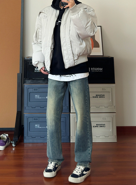 布老哥Blog美式复古活页解构飞行夹克棉服宽松保暖廓形棉衣冬W326