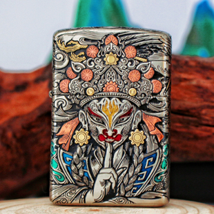 【星火造物】佐罗煤油防风打火机白鹤童子铜镶嵌盔甲机手工珐琅彩