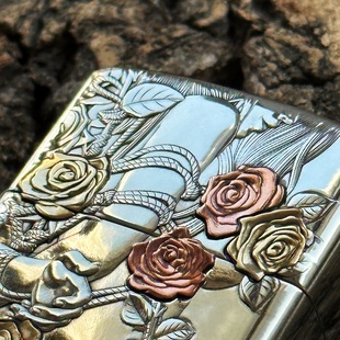 二代902s美女手工盔甲浮雕镶嵌加厚白铜煤油防风打火机佐罗银色潮