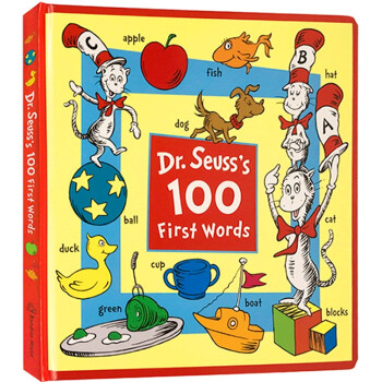 英文原版 苏斯博士100个入门启蒙单词 Dr. Seuss's First 100 Words 认知词典 儿童启蒙英语纸板书 中图