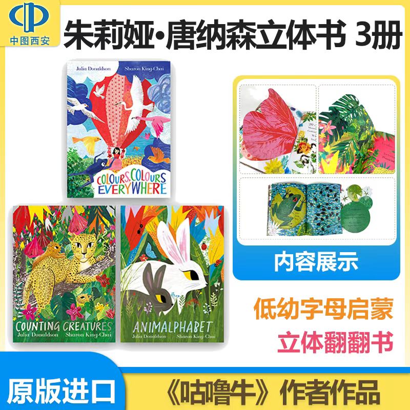赠音频]朱莉娅·唐纳森 立体翻翻书 英文原版 Pan Macmillan出版 Colours, Colours Everywhere咕噜牛 低幼字母启蒙 4-6岁中图正版