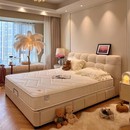 网红泡芙床法式 奶油风科技布艺床现代简约1米8双人主卧软包储物床