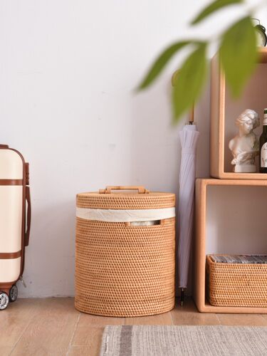 越南藤脏衣服桶脏衣服储物篮有盖脏衣服篮家庭浴室洗衣篮卧室脏衣