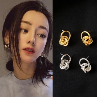稳小姐 迪丽热巴同款耳环简约黄铜气质耳坠潮小众设计耳圈耳钉女