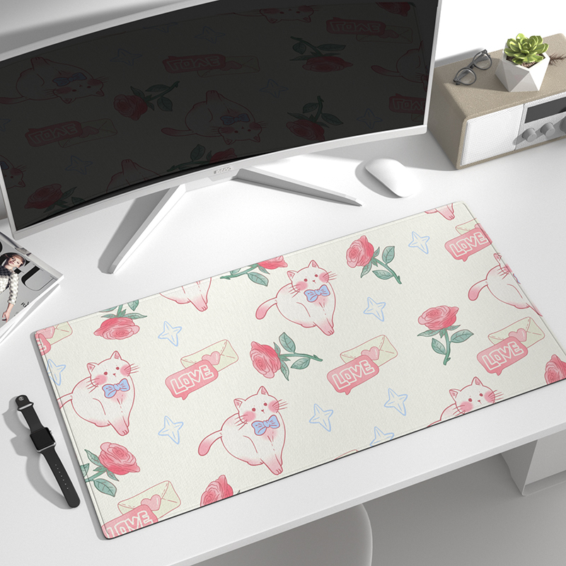 惜志鼠标垫超大号办公快加厚锁边游戏键盘护腕软桌垫男女可爱卡通