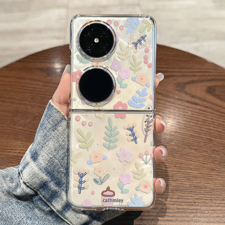 春日小碎花适用华为Pocket2手机壳motorazr50透明OPPOFindN3Flip套NovaFlip小米MIXFlip保护P50Pocket折叠屏
