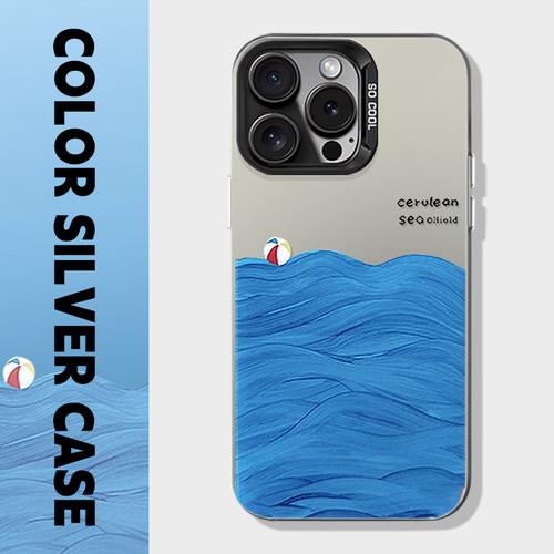 夏日海浪小球手机壳适用于苹果17韩系蓝色iPhone17promax全包16高级感15新款11超好看14网红13简约pro女款12