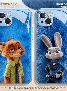 朱迪适用iphone17手机壳苹果16promax疯狂动物城15毛茸茸14plus情侣13/12/11mini尼克xr玻璃air秋冬x毛绒周边