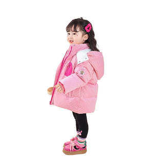 【高充鹅绒】女童满印羽绒服冬季2025新款儿童女宝宝短款加厚外套