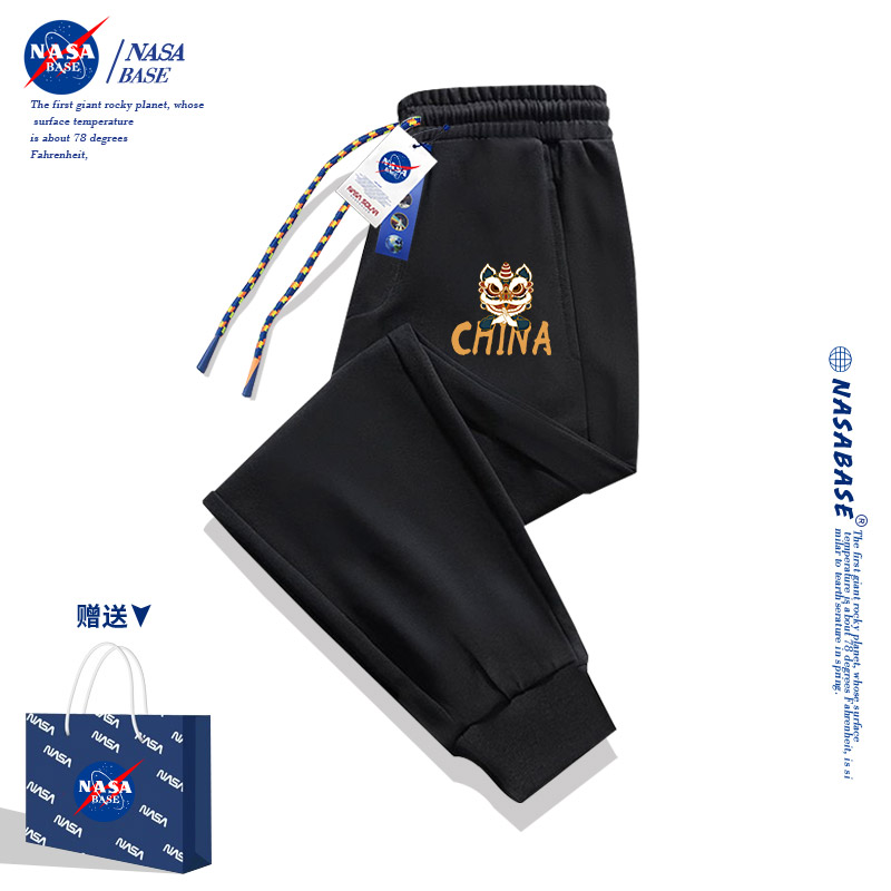 NASA联名长裤男女款2023夏季宽松学生黑色运动卫裤潮牌国潮休闲裤 男装 卫裤 原图主图