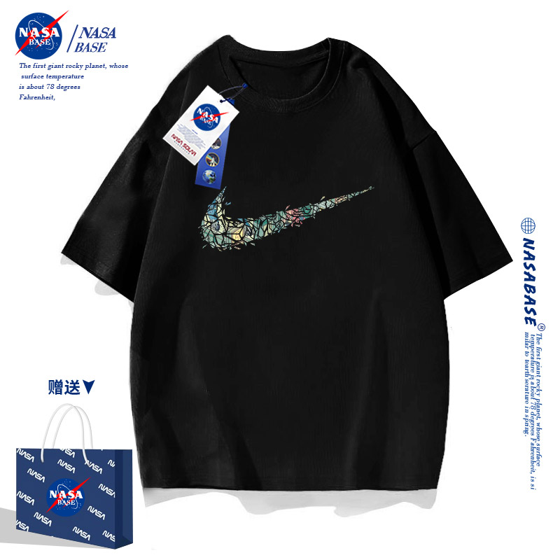 NASA联名潮牌短袖t恤男夏季2023新款纯棉宽松休闲青少年学生体恤