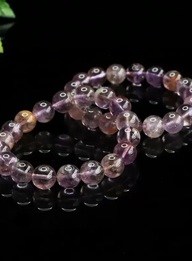 天然3A级紫幽灵手串紫色彩宝手链礼物