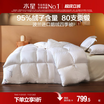 水星家纺进口95白鹅绒四季被子抑菌保暖儿童高端羽绒被芯2025新品