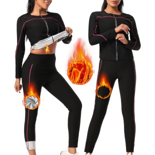 Pant Suit Workout Women Leggings Tops Clothes Shirt Sauna