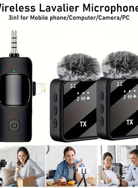 3 In1 Wireless Lavalier Microphone Video Wireless Mic 麦克风
