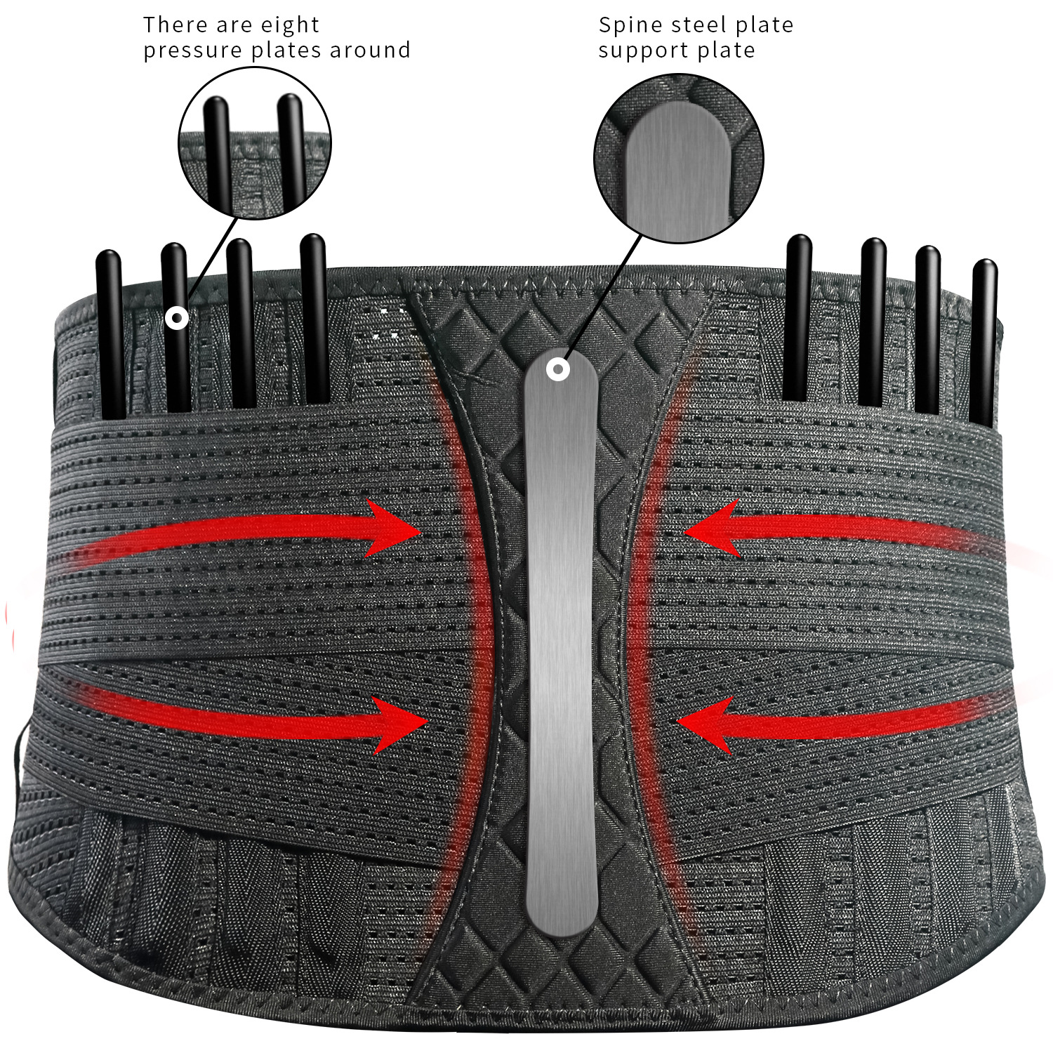 Lumbar Waist Supporting Brace Weightlifting Belt钢板支撑护腰