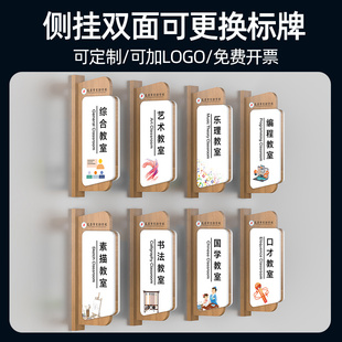 实木双面中小学街琴房陪训机构教室门牌可更换班级牌定制挂牌可替换年级牌幼儿园班级牌综合教室校长室教室贴