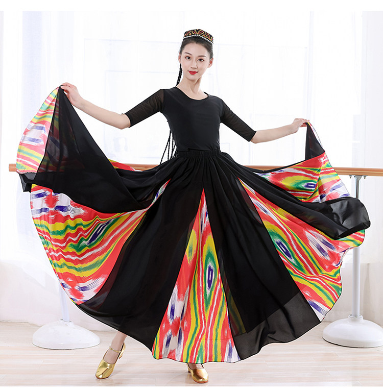 新款新疆舞蹈练习练功裙大摆演出服女舞台表演维吾尔艺考开场民族