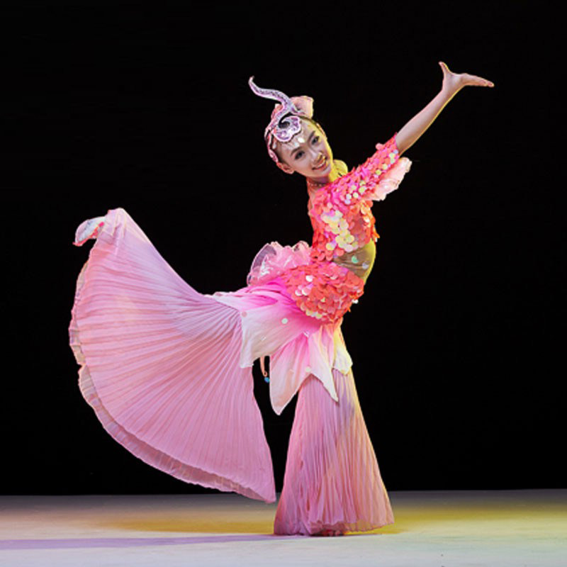 唧唧鱼儿跃幼儿女傣族舞蹈演出服鱼儿欢歌美人鱼六一童舞表演服