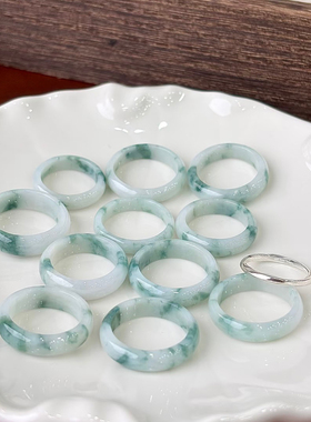 天然翡翠戒指冰种飘花戒指扳指翡翠戒指男女款玉石指环