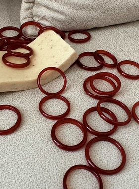 细款高冰红玛瑙玉髓戒指本命年红色价戒指戒圈玉髓玛瑙跑环配饰