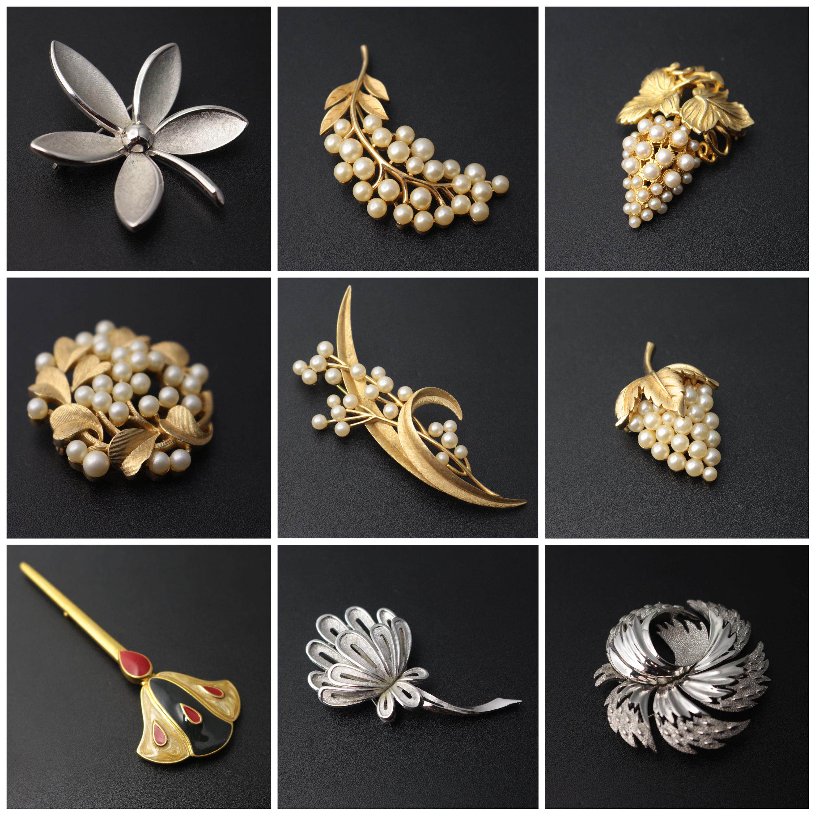 胸针T3|MFA博物馆葡萄翠法丽Trifari皇冠标珍珠书本款胸针