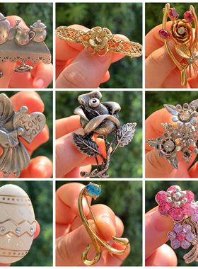 地球脑袋vintage西洋中古饰品LENOX TRIFARI CORO CAMCO胸针xz