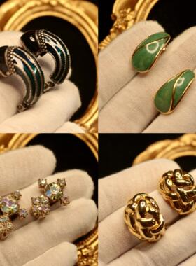 Trifari翠法丽水滴david hill编织炫彩莱茵石chicos蹄子耳夹ejdgx