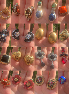 地球脑袋|vintage西洋古董首饰Lisner打标花朵耳夹 中古复古欧洲