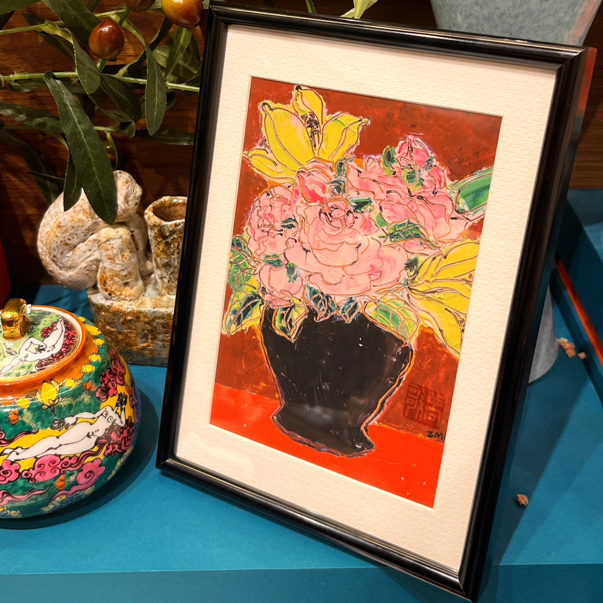 【上新福利】艺术家签章版画，猫，虎，花卉，桌面摆件 赵梦歌作